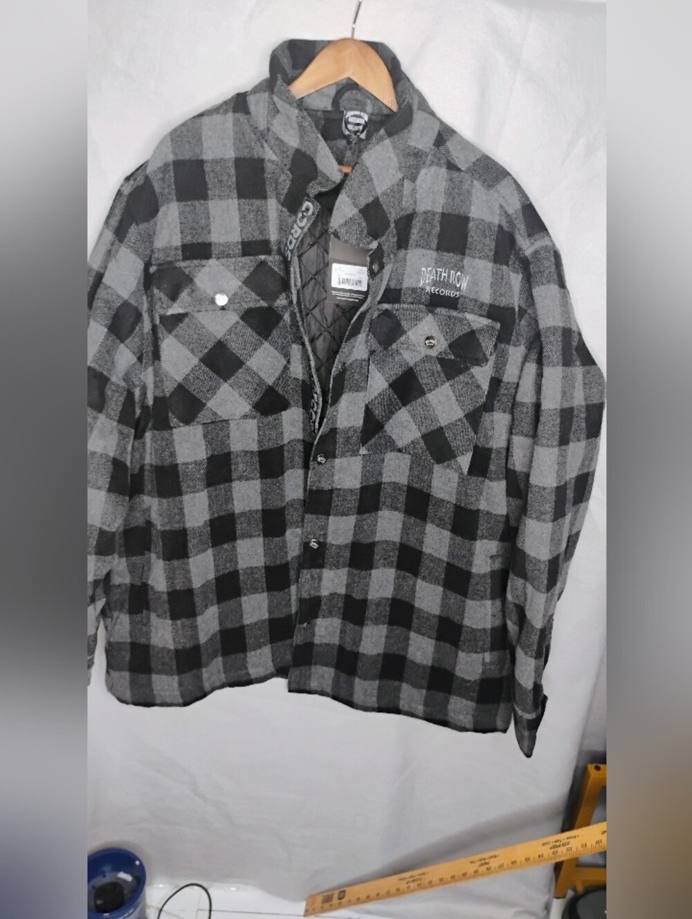 Death Row Records Wool Blend Plaid Flannel Jacket Snoop Dogg Tupac Men’s 5XL